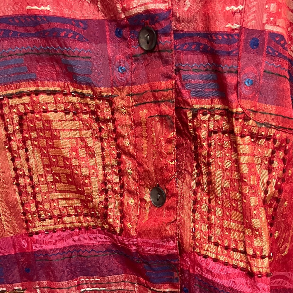 Chico’s patchwork multi-media designed button fro… - image 4